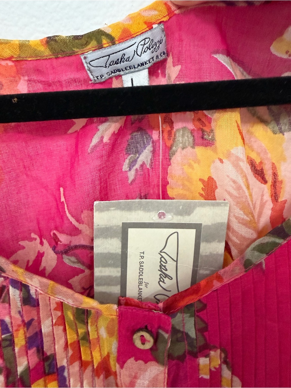 NWT Tasha Polizzi Saddleblanket Floral Tunic Top Pink Cotton Size L - Picture 3 of 6